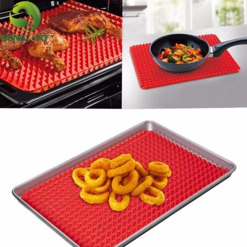 Silicone Pyramid Pan Non Stick Fat Reducing Silicone Cooking Mat BBQ Mat Microwave Oven Baking Tray Sheet Kitchen Baking Tools