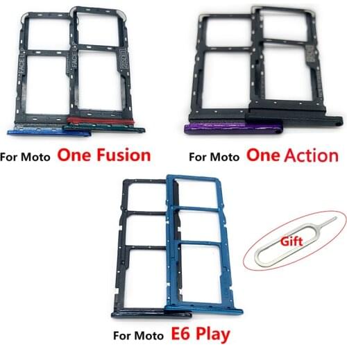 Sim Card Slot SD Card Tray Holder Adapter Phone Replacement Parts For Moto E6 Play E6S One Action One Fusion SD Card Tray Holder