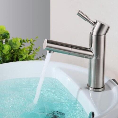 Stainless steel wire drawing cold hot basin faucet smoked pull basin faucet lavatory faucet ciencia on stage