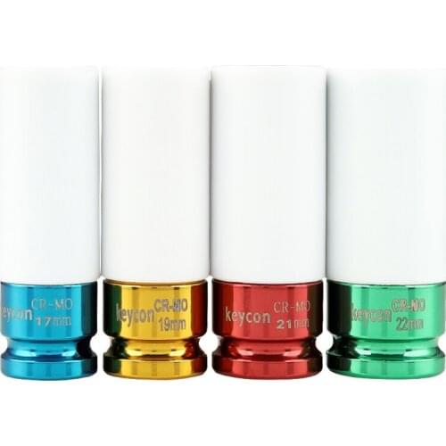 4pcs/set 17,19,21,22mm Lengthened Impact Sockets 1/2" CR-MO Pneumatic Wrench Head 1/2 Socket Set Allen Head Auto Repair Tools