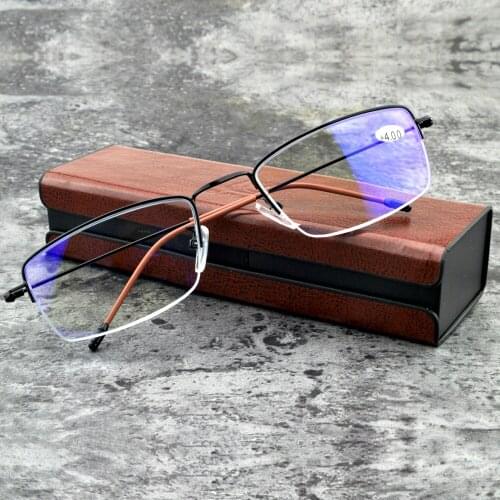 Men Women Ultralight Half-rim Progressive Multifocal Reading Glasses See Far And Near +0.75 +1 +1.25 +1.5 +1.75 +4 With Case