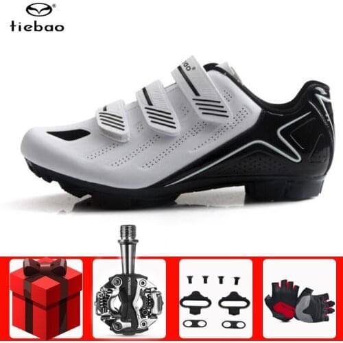 Tiebao Cycling Shoes Men add SPD pedal Outdoor Sports MTB Bike Shoes TPU Breathable Athletic Racing Self-Locking Bicycle Shoes