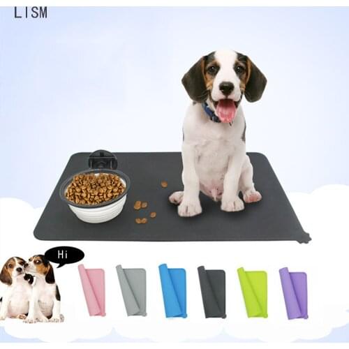 Pet Waterproof Mat Solid Color Silicone Dog Cat Mat Easy Washing Dog Feeding Placemat Pet Bowl Drinking Pad For Puppy Tool