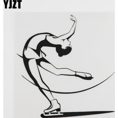 YJZT 14.5CMX15.1CM Ice Skating Ski Winter Sport Decal Vinyl Car Sticker Black/Silver 8A-0349