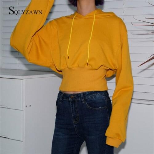 Women Cotton Hoodie Batwing Long Sleeve Cropped Pullover Korean Fall and Winter Harajuku Oversized Sweatshirts Streetwear Tops