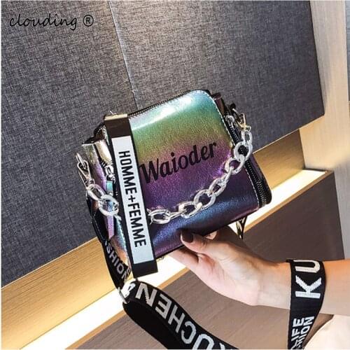 Womens Laser Diagonal Bag Shoulder Bag PU Leather Fashion Handbag Holiday Bucket Bag Designer Messenger Bar