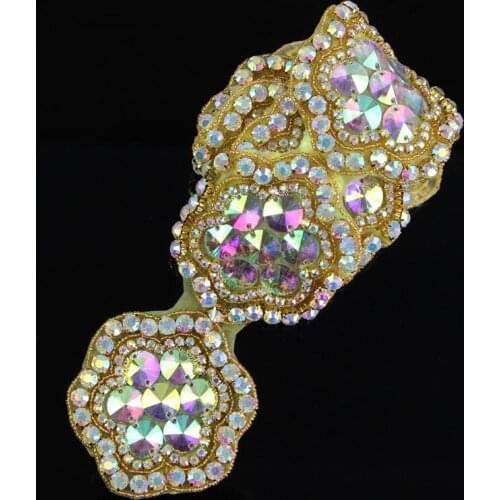 10Yards Sewing On Hot Fix Flowers Shape Rhinestone Applique Trimming for Wedding Evening Dress DIY Bridal Dresses Sash