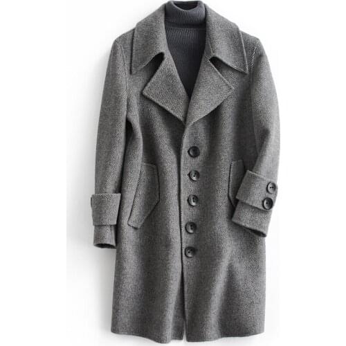 100% Wool Coat Autumn Winter Jacket Men Handmade Double-side Woolen Coats Windbreaker Long Jackets Abrigo Hombre XCH12002 MY1855
