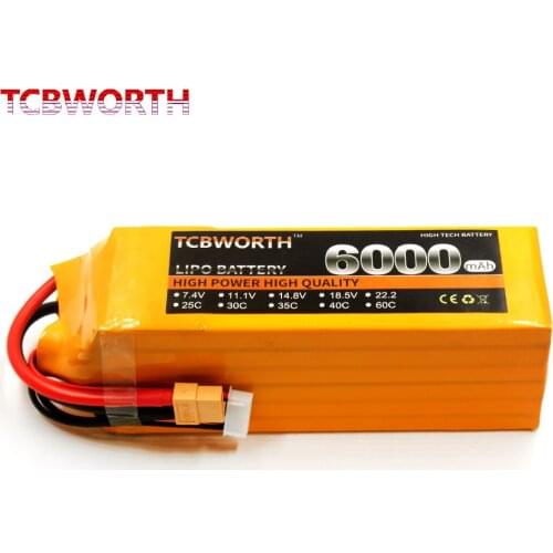 TCBWORTH RC Drone LiPo Battery 6S 22.2V 6000mAh 60C For RC Airplane Helicopter Quadrotor Car Aircraft Lithium Batteries 6S