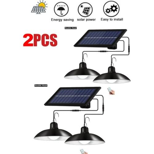 2pcs Retro Lampshade Solar Pendant Chandelier solar Lamp Light For Outdoor Garden Wall Yard Security Lighting With Adustable Lig