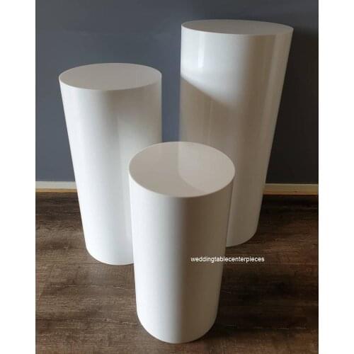 3pcs/set)Different size White Acrylic Cylinder Pedestal Round Plinth For Wedding Decoration Backdrop senyu1572