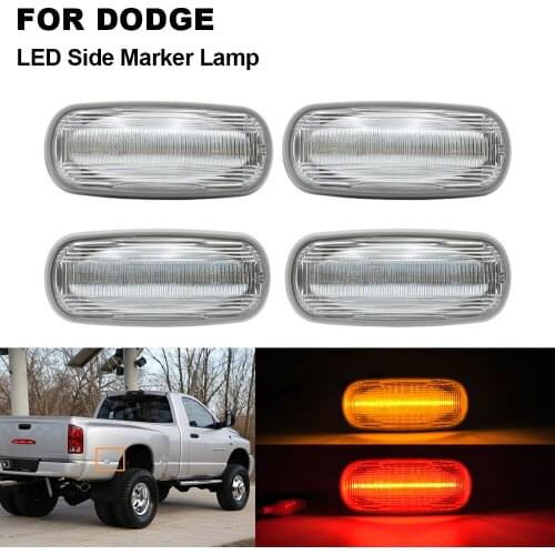 4pcs Clear Lens Front Amber +Rear Red LED Side Marker Lamp For Dodge RAM 2500HD 3500HD Double Wheel 2003-2009