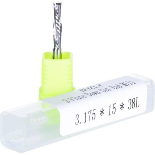 5Pcs AAA 3.175x15mm DOWN Cut Two Flutes Spiral Carbide Mill Tool Cutter CNC Router Wood Double Flute End Mill woodworking Bit