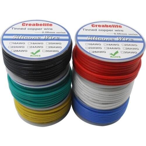 60m 16 AWG Flexible Silicone Wire RC Cable OD 3.0mm Line 6 Colors With Spool Tinned Copper Wire Electrical Wire