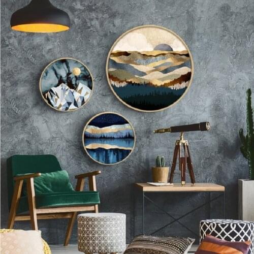 Abstract Animals Chinese Style Round Home Decoration Wall Art Painting HD Print Posters Modular Picture Canvas For Living Room