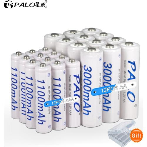 New 8pcs AA 2A 3000mAH + 8pcs AAA 3A 1100mAh NI-MH Rechargeable Battery 1.2V High Current Batteries for Camera Toy Car