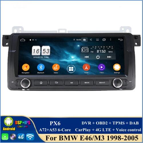 4gb+64gb PX6 6-Core Android 10.0 Car dvd Player for BMW E46 M3 1998-2005 GPS DSP Radio Head unit Bluetooth 5.0 WIFI CarPlay