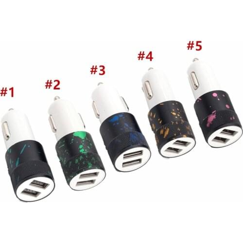 Printed Dual usb Ports Car charger 2.1A+1A Aluminum Alloy auto power car chargers for samsung s7 s8 note 7 8 for iphone 7 8