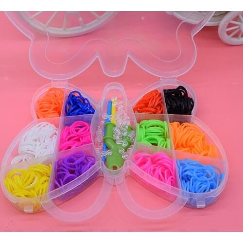 Butterfly 600pcs Diy toys for children rubber bands loom bracelet colorful gum kids girl gift hair band handmake woven bracelets