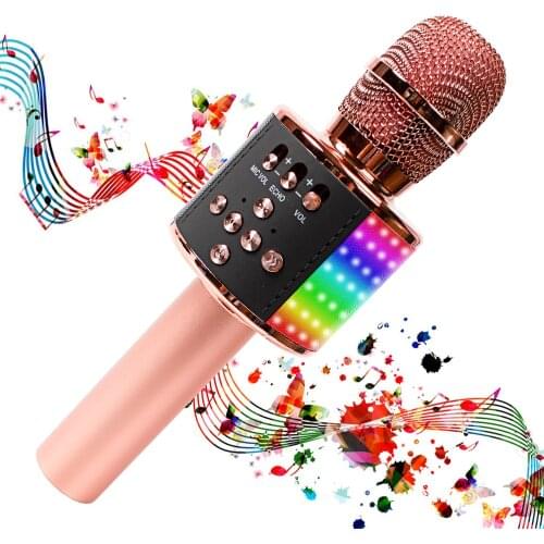 Bluetooth Wireless Handheld Microphone Portable Wireless Bluetooth Karaoke Mic for PC And Computer Singing Record Party Speaker