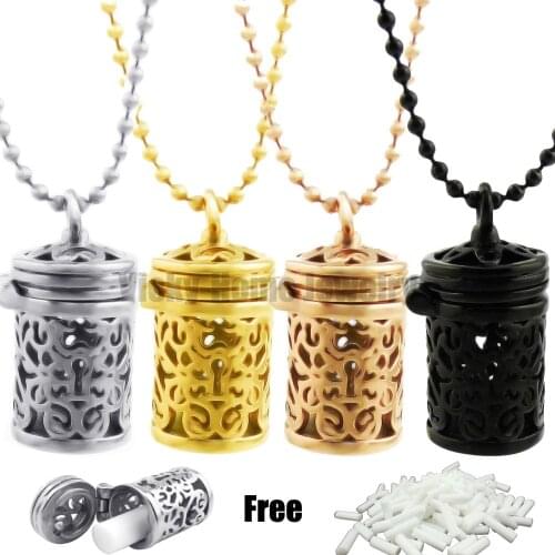 Chains as Gift! 22mm*13mm*11mm Lock Steel Essential Oils Cage Diffuser Locket Perfume Aroma Locket Made by 316L Stainless Steel