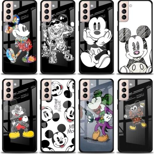 Dark Mickey Mouse Tempered Glass Cover For Samsung Galaxy S21 Plus Ultra M21 M31 M51 A52 A72 Phone Case Coque