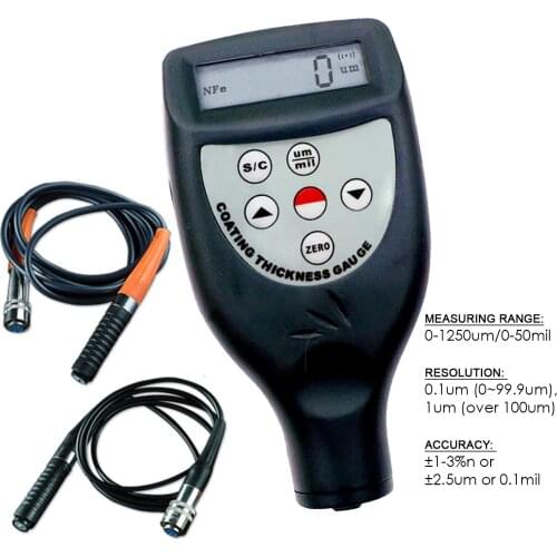 Paint Coating Thickness Digital Meter Gauge 0-1250um/0-50mil Range with Seperate Ferrous F & Non Ferrous NF Probe
