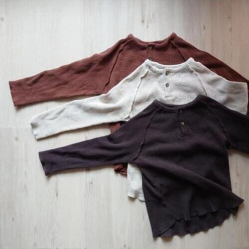 Kids T-shirts New Autumn Clothes Baby Boys Girls Cotton Loose Casual Long-sleeve Tees Tops Children O-neck Solid Color Pullover