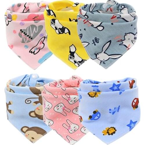 Baby Bibs Triangle Double Cotton Bibs Cartoon Print Saliva Towel Baby Boys Girls Feeding Apron Head Scarf Cotton Bandana Bibs