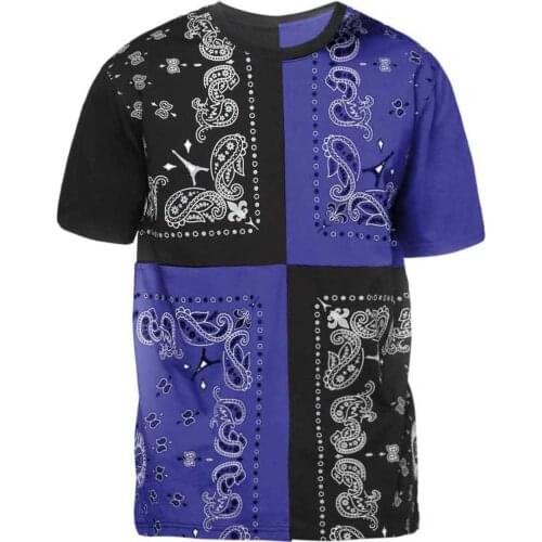 Mens casual splicing short sleeves trend color elements men high street round neck shirt T shirt summer new short sleeves