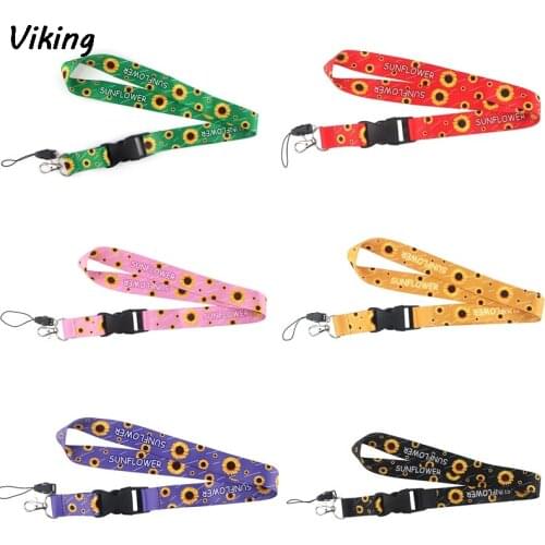 G1328 Cartoon Sunflower Printing With Buckle Lanyards for keys Keychains Camera USB ID Badge Holder Phone Neck Strap Accessories