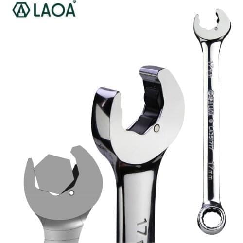 LAOA Dual-use Open End Ratchet Wrench and Plum End CR-V Material Anti-slip Labor-saved Spanner for Repairing