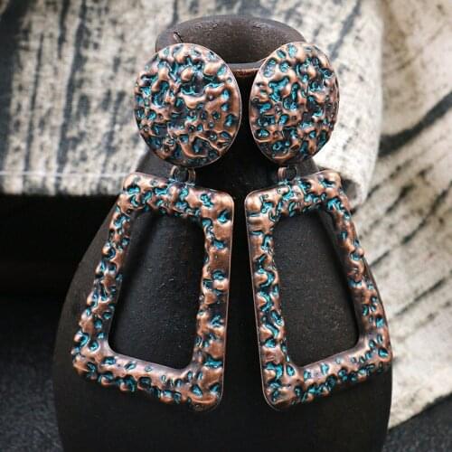 Exquisite Women Geometric Irregular Retro Metal Earrings Statement Jewelry Gifts
