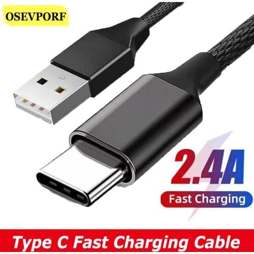 USB Type C Cable For Samsung S10 S9 S8 Xiaomi Redmi Note 7 8 10 Fast Charging Wire Cord USB-C Charger Mobile Phone USBC Cable 2m