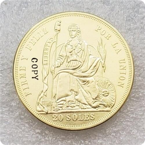 1863 Peru 20,10,5 Soles Copy Coins