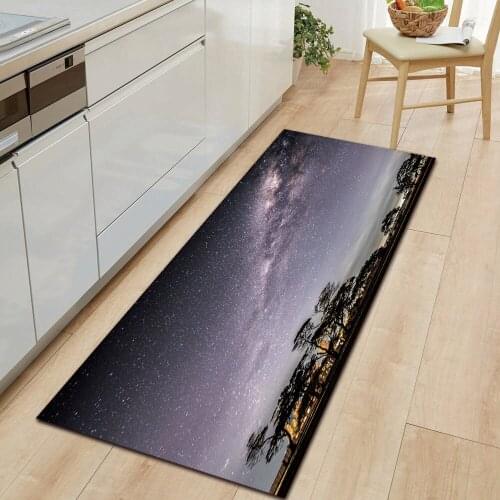 Mysterious Starry Sky Washable Kitchen Mat Entrance Doormat Bedroom Floor Decoration Living Room Carpet Anti-Slip Bathroom Rug