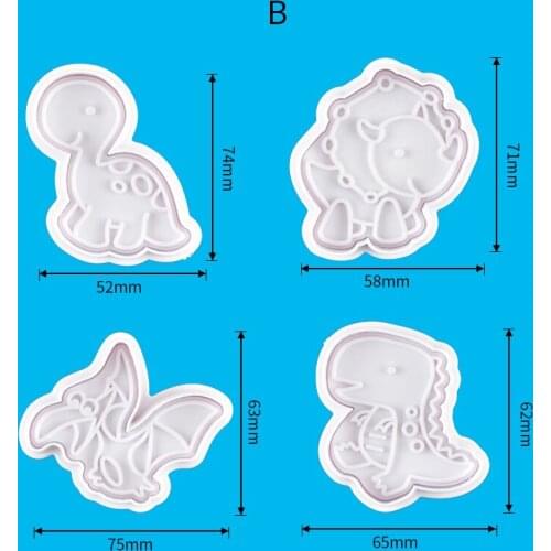 Kitchen Accessories Cookie Cutter Stamp 4Pcs/Set Reusable Plastic Fondant Embosser Die White Cake Decorating Tools