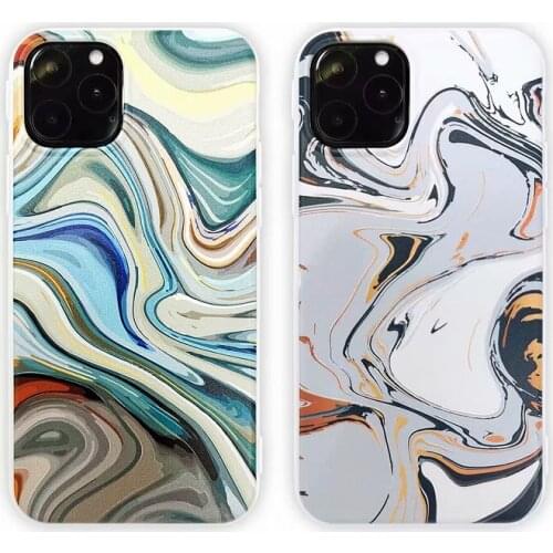 Fashion Art Oil Painting Phone Cases For iphone 11 11Pro Max XS Max X XR 8 7 6S 6 Plus Cover Marble Pattern Soft TPU Cover Cases