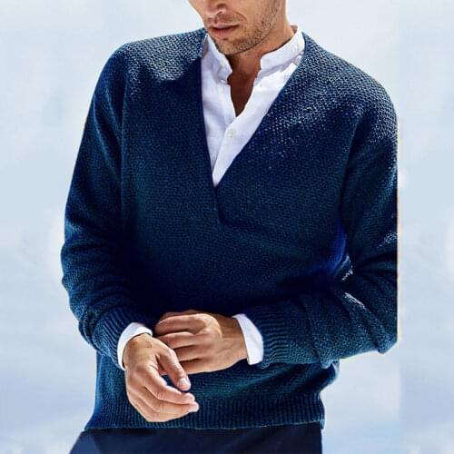 2021 Mens Sweater Autumn Pullover Long-sleeved V-neck Mens Clothing Fashion Male Shirt knitting Casual Sweaters