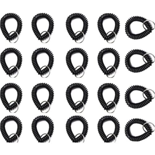 Pack of 20pcs Stretchable Plastic Bracelet Wrist Coil Wrist band Key Ring Chain Holder Tag