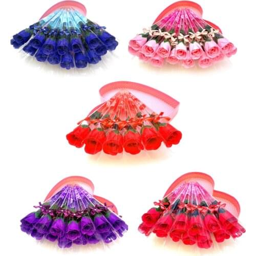 New 5pcs/Set Scented Bath Soap Rose Soap Flower Petal with Gift Box For Mothers Day Wedding Valentines Day Teachers Day Gift