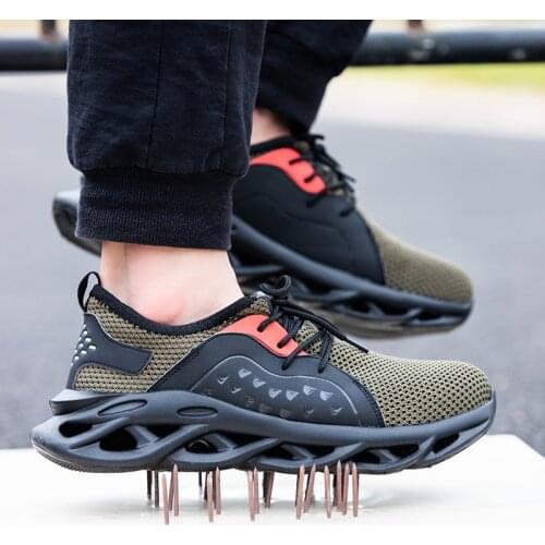 2020 Unisex air mesh breathable plus size steel toe caps work safety shoes man industry male botas site tooling ankle boots