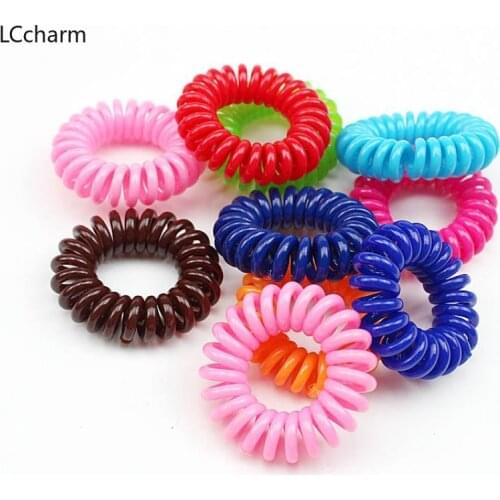 Wholesale 100pcs Women Girls Multicolor Spiral Hair Head Bands Elastics Bobbles Ties Scrunchies Hair Accessories