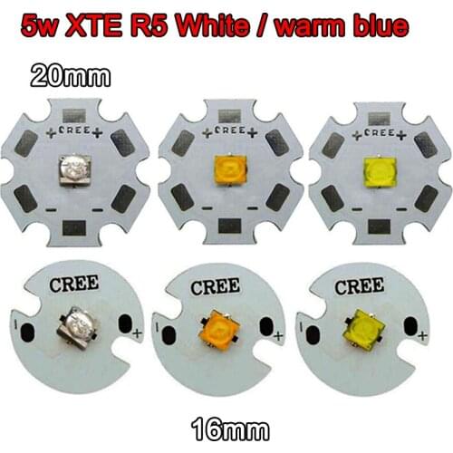 1pcs Original Cree XTE XT-E R5 5W Blue Cool White / Neutral White / Warm White / Blue 460nm LED With 16mm or 20mm Base