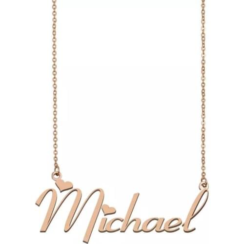 Name Necklace Michael Personalised Stainless Steel Gold for Women Choker Alphabet Letter Pendant Girls Mom Jewelry Gift
