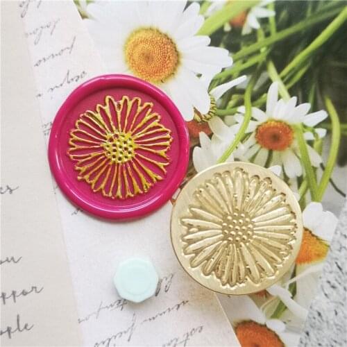 Daisy flower Wax Seal Stamp, birthday party stamp, wood handle stamp, floral sealing wax, invitation Envelope seals,flower logo