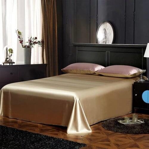 100% Mulberry Silk 30 mm Seamless Dark green Blue Milk Tea Champagne Colors King Queen 250x270 cm Flat sheet Customize MS06