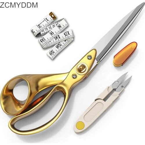 ZCMYDDM 9in Professional Stainless Steel Sewing Scissors Tape Measure with Hat Yarn Scissors for Fabric Leather DIY Sewing Tools