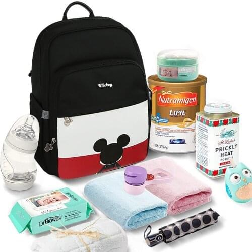 Disney PU Leather Baby Bag Organizer Tote USB Diaper Bags Mom Backpack Mother Maternity Bags Diaper Backpack Large Nappy Bag