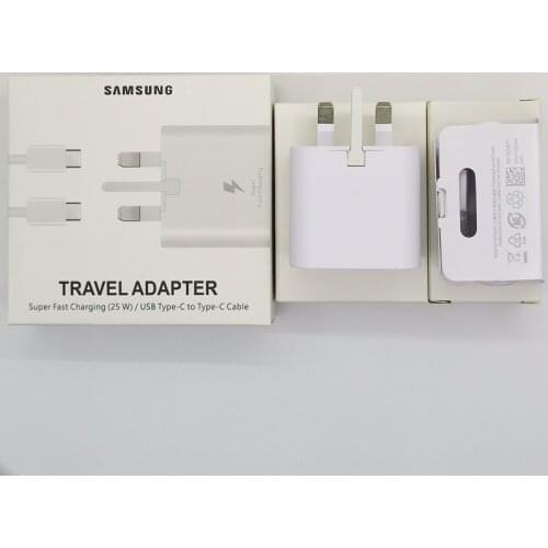 50 PCS EP-TA800 25W Super Fast Charger UK Plug+TYPE-C to C Cable For Galaxy S20FE S20 Note 20